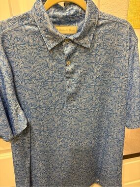 Blue Paisley-Print Short Sleeve Polo